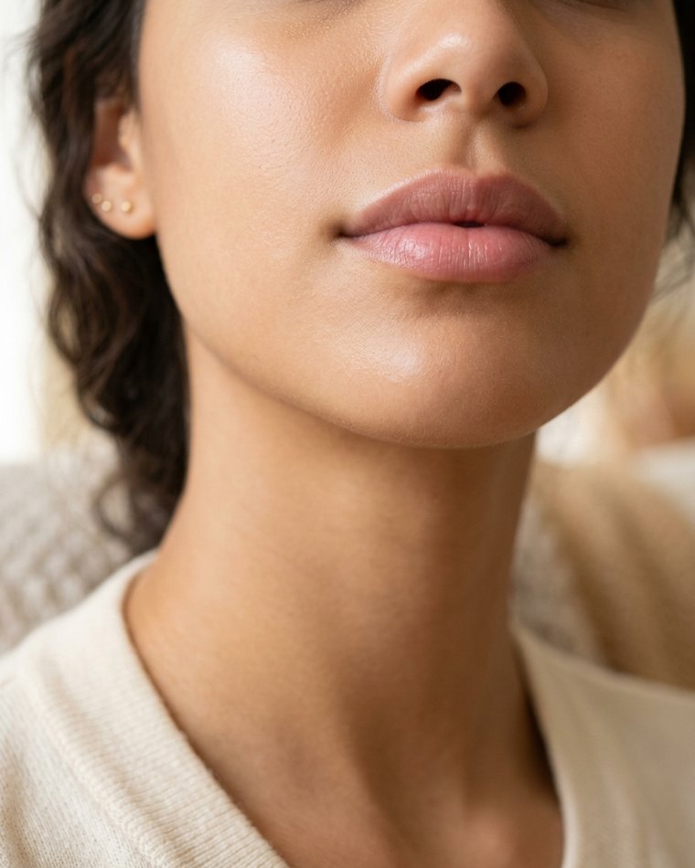 Close do buço de uma mulher